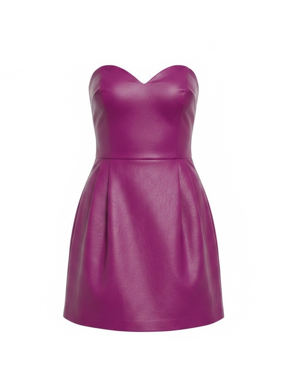 Topshop Purple Faux Leather Strapless Mini Dress Size 8